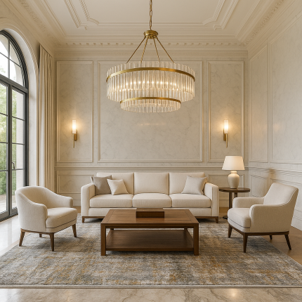 Amber-08 Gray Gold Modern Elegance with a Luxe Abstract Touch