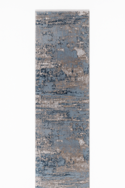 Azura-02 Urban Abstract in Cool Blues and Neutrals Runner Rug