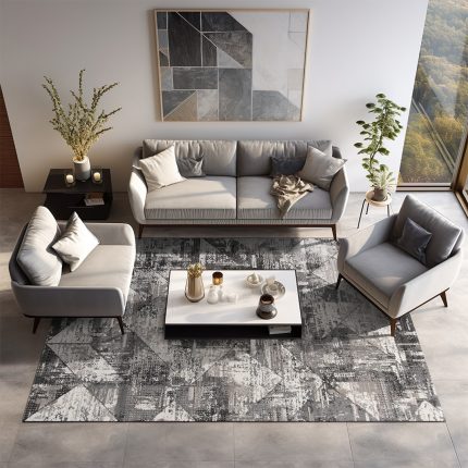 a living room with a couch and chairs