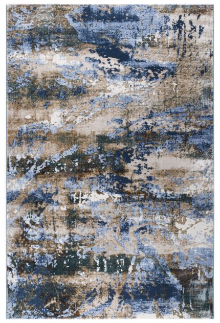 Blue abstract hallway runner rug