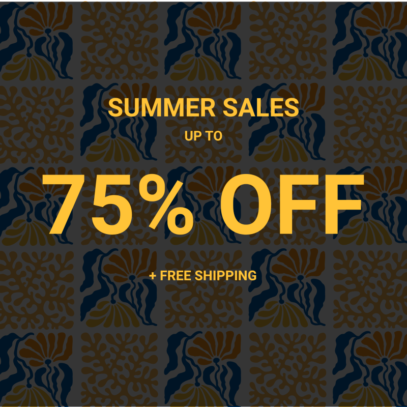 a blue and brown pattern with yellow text