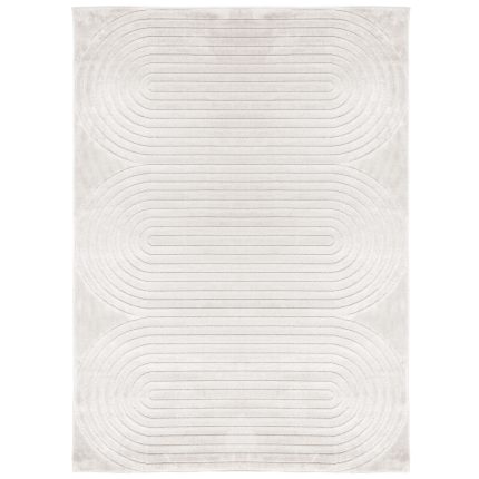 a white rug with lines on it