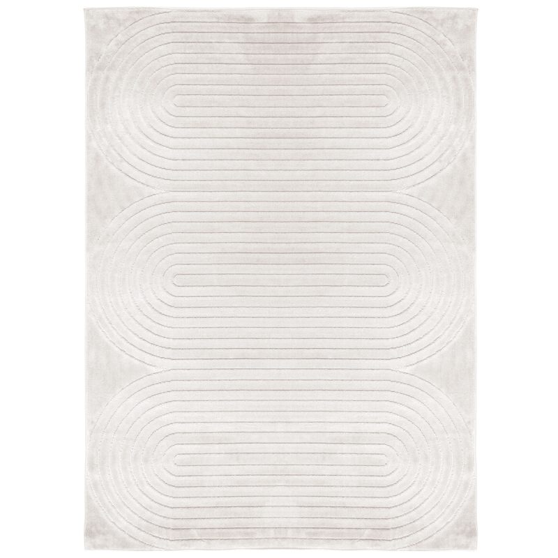 a white rug with lines on it